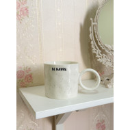 كوب أبيض يد دائرية be happy