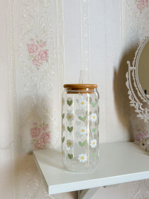 كوب مورد مع غطاء ومصاصة