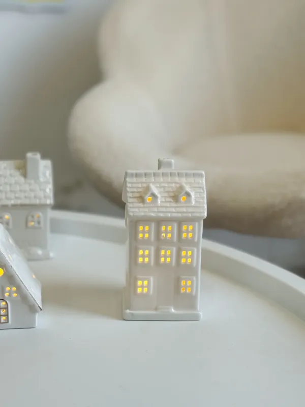 شمعدان زجاج شكل بيت.🏠 يعمل بالبطارية- شكل 1