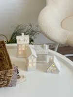شمعدان زجاج شكل بيت.🏠 يعمل بالبطارية- شكل 1