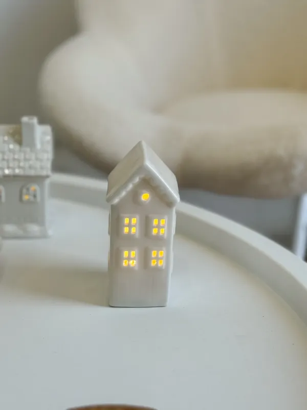 شمعدان زجاج شكل بيت.🏠 يعمل بالبطارية- شكل 4