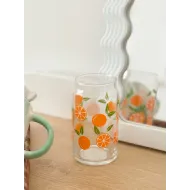 كوب شفاف رسمات برتقال🍊