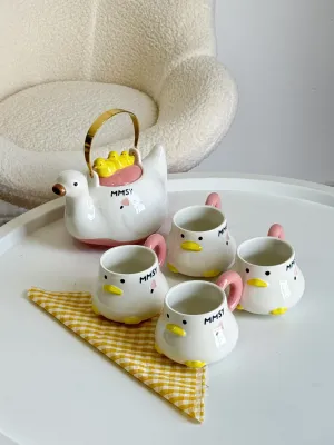 طقم أبريق البطة مع 4 كاسات🐤