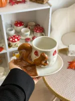 فنجان السنجاب مع صحن شكل حبة البلوط🌰